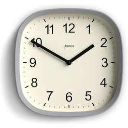 JONES CLOCKS Square Retro Wall Clock made of high-quality acrylic, 'Sprite' in Mint 25 x 25 x 5 cm (Gray)