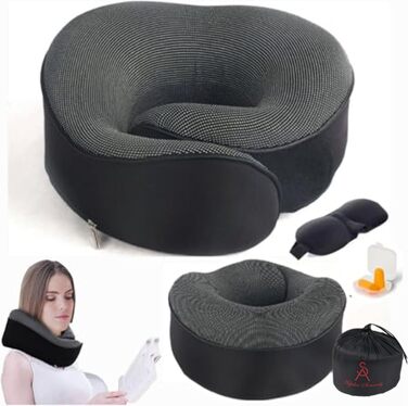 Подушка для подорожей Ergonomic – подушка для шиї з memory foam, підтримка голови та шиї, комфорт для тривалих подорожей літаком, потягом, автомобілем – ідеальна для відпочинку та сну