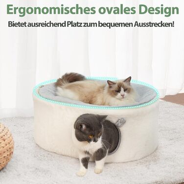 Кітчеве ліжко GUUSII HOME для котів: затишна печерка, м'яке гніздо, 60x45x27 см