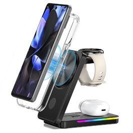 Магнітна зарядна станція 3-в-1 для Google Pixel Watch 3/2, Pixel 10/Pro/XL, 9/Pro/XL та Pixel Buds. Бездротовий зарядний пристрій Magsafe, складаний, для подорожей.