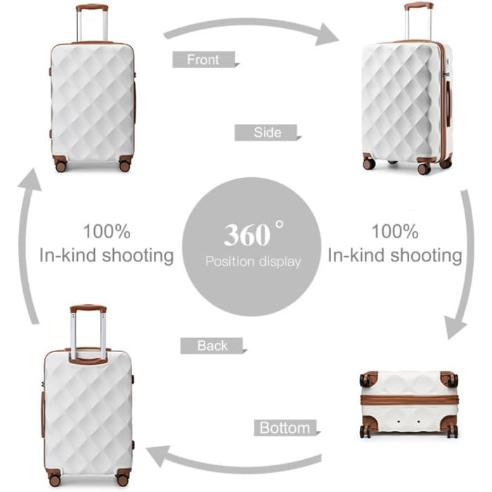 Чемодан British Traveller Mittelgroßer, 64x43x26.5 см, ABS+PC, TSA-замок, 4 колеса, кремовий (64 см, 57 л)