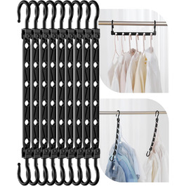 Набір вішалок для одягу Magic Hangers, 8 шт. з 6 отворами та 360° обертанням, міцні гачки для важкого одягу, органайзер для шафи, ідеально для студентів та дівчачих кімнат, чорного кольору