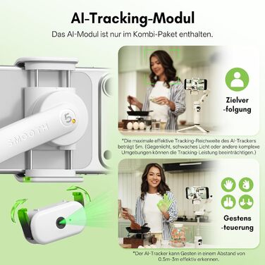 ZHIYUN Smooth Q5 Ultra Combo: Стабілізатор для смартфона з AI-трекінгом, керуванням голосом, пультом ДУ та світлом, 13.5год роботи, 3-осьовий