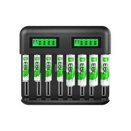 Зарядний пристрій EBL для акумуляторів AA/AAA Ni-MH з USB-C, 2800mAh (4xAA) + 1100mAh (4xAAA), LCD дисплей