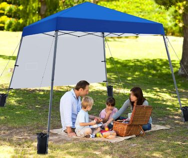 Yaheetech 3x3m Pop-Up Gazebo, Folding Canopy, Waterproof with 1 Side Wall, One Push Garden Gazebo with Carry Bag, UV Protection, Foldable Tent for Camping, Festivals, Parties, Blue