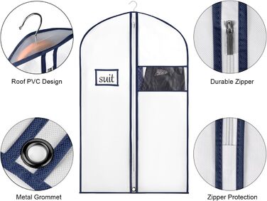 Чохли для одягу Syeeiex, 60x152 см, 4 шт. Дихаючий матеріал, для зберігання одягу, пальто, вечірніх суконь