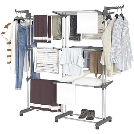 Розкладна сушилка для білизни Turm з 6 крил та 2 боковими крилами, сіра, S (розтяжна)