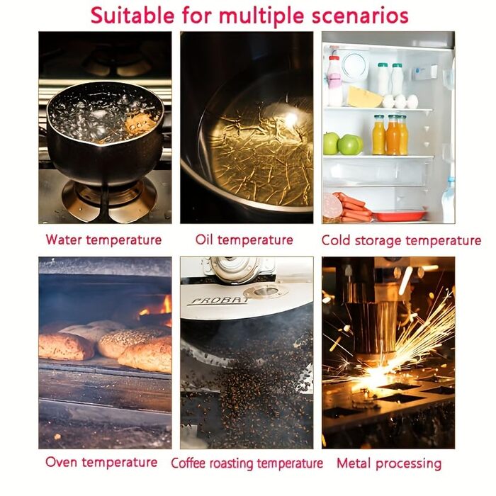 Інфрачервоний термометр лазерний, цифровий -37°F~1022°F / -32°C～400°C. Ідеально для приготування їжі, гриля, барбекю, вимірювання температури м'яса та цукру. Не для вимірювання температури тіла людини.