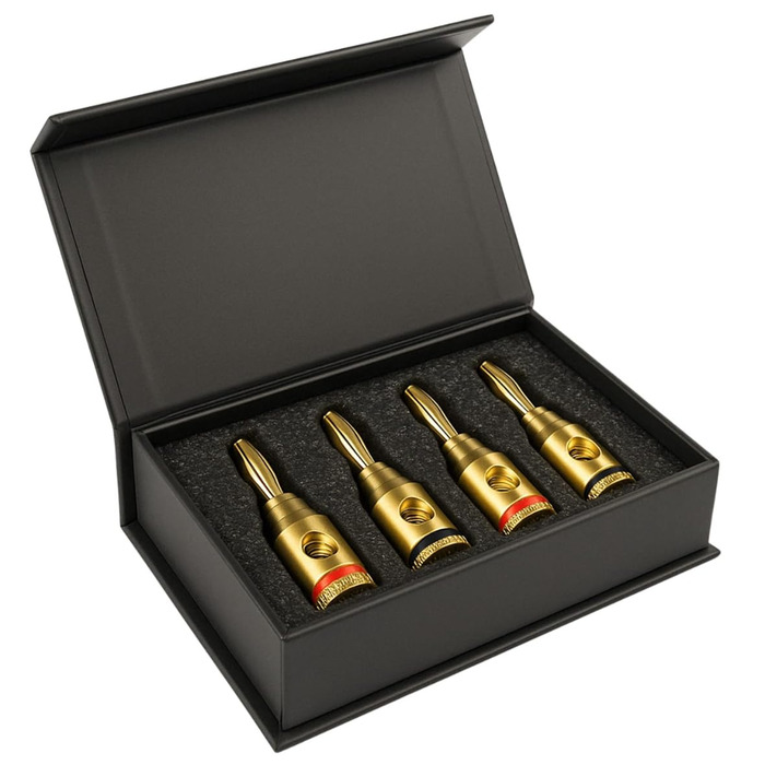 Позолочені роз'єми-банани DEGG для акустичних кабелів, Hi-Fi конектори 4мм для колонок, підсилювачів та ресиверів, 4 шт.