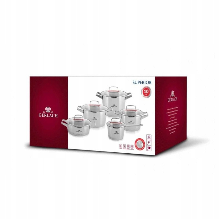 Набір каструль Gerlach Superior з нержавіючої сталі, 10 предметів