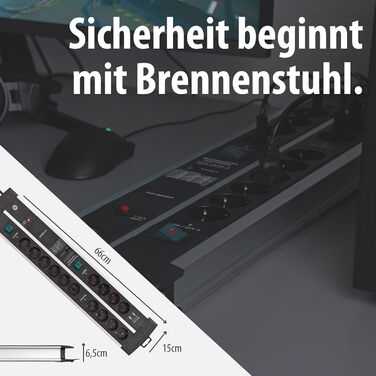 Бренненштуль Premium-Protect-Line Розподільний блок живлення для геймерів 14-портовий з 2 вимикачами та захистом від перенапруги (з кабелем 3м та 2-портовим USB 3,10A, Made in Germany) срібний / чорний 14-портовий 2x 3,1A Single