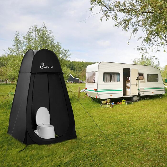 Portable Pop-Up Shower Toilet Privacy Tent - Outdoor Camping Toilet Shelter with Privacy Screen (Black, XL)
