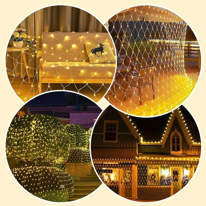 Ланцюжок прикрас LED 144 світлодіодів, мережа, тепле біле світло, для зовнішнього та внутрішнього використання, з пультом, таймером, 8 режимів, для кущів, саду, ялинки, кімнати, балкону