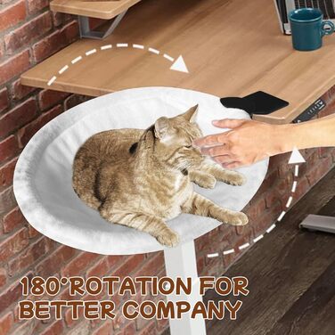 Ліжко-стіл для котів Homegroove, велике та економне, до 23 кг, м'яка гамак з штучного хутра для офісу та геймерів, знімне та пральне (біле)