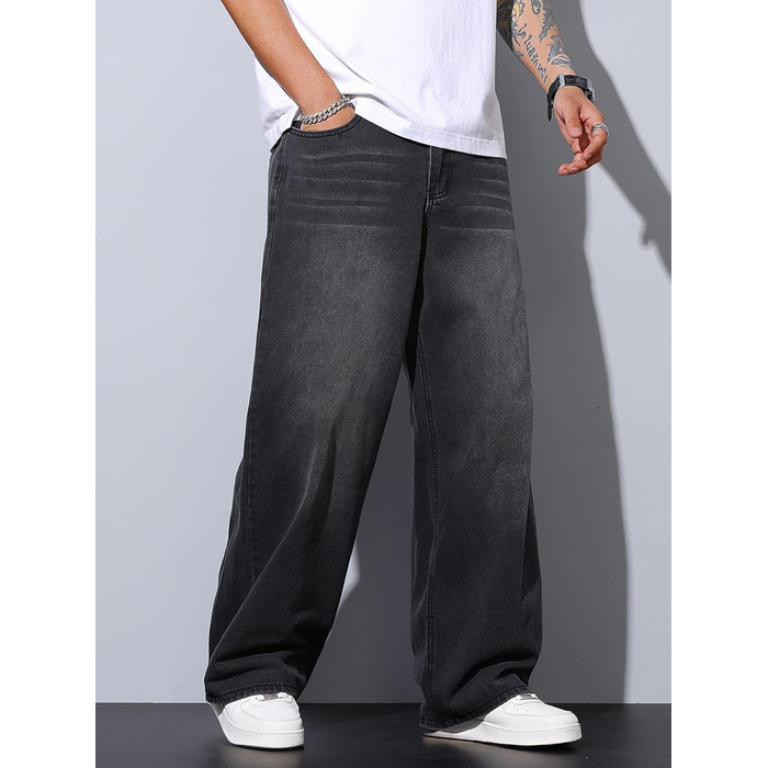Чоловічі джинси Zewool Baggy Y2K чорні, широкі, вільні, стиль Hip Hop, розмір M