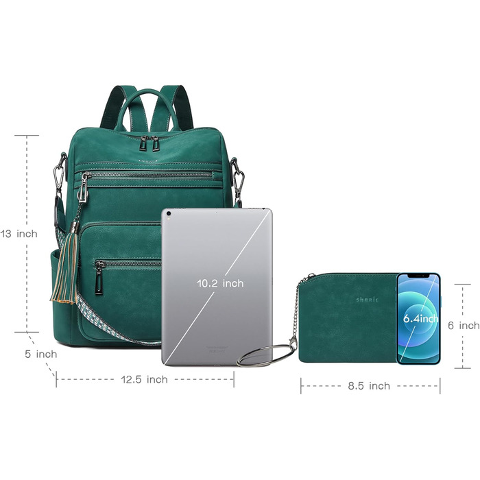 Шкіряний рюкзак-сумка для жінок Shrrie: модна, перемикається, для подорожей, vintage темно-зелений