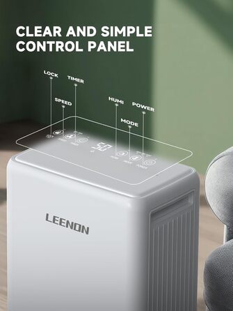 Електричний осушувач повітря 12L/день, тихий, з таймером, фільтром та захистом від дітей, смарт-режим, економний, проти цвілі та вологи