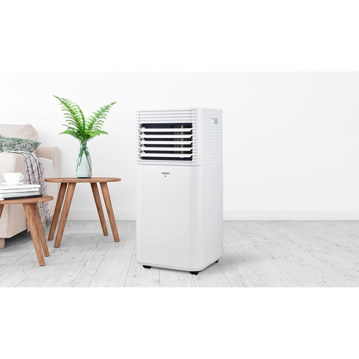 Мобільний кондиціонер MEDION E701 (7000 BTU) з випускним шлангом, для приміщень до 25м², 3-в-1 (охолодження, осушення, вентиляція), з пультом дистанційного керування та режимом сну, MD 37730