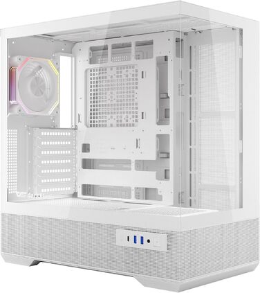 Ігровий корпус darkFlash LAND451 Midi Tower ATX (Білий) — підтримка BTF-материнських плат, вертикальна установка відеокарти RTX 5090 (до 420мм), Type-C, підтримка двох 360мм СРО, панорамний огляд