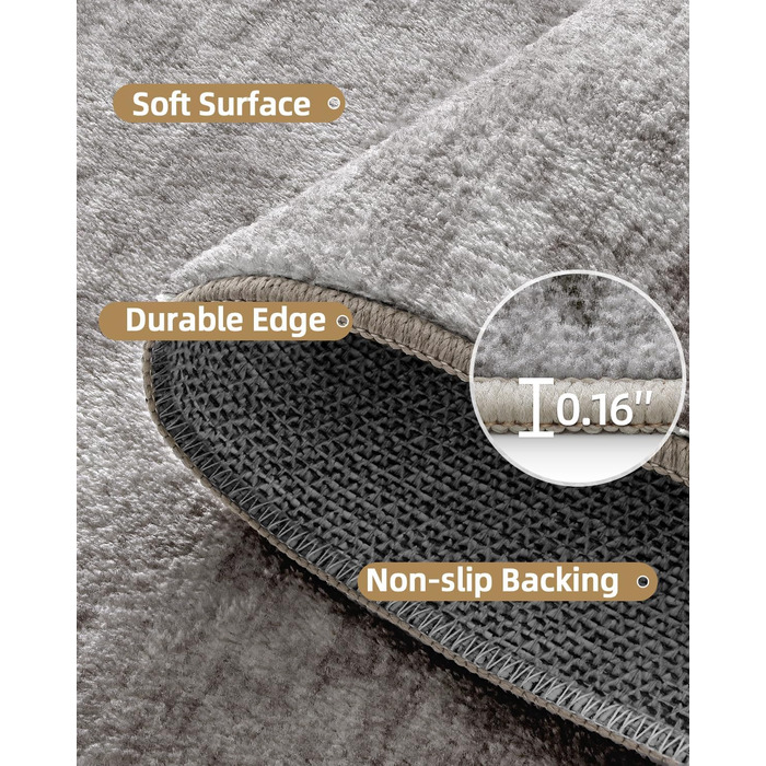 Килимок для дому COLOR&GEOMETRY 60x90 см з неслизьким покриттям TPE, сірий (Rechteckig)