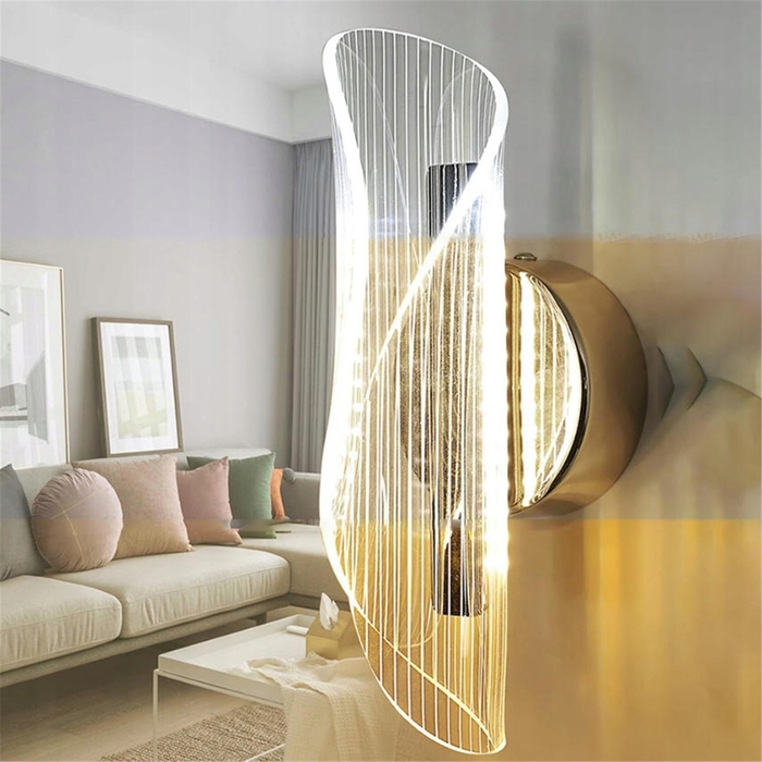 Сучасний золотий настінний LED-світильник (бра) з регулюванням температури світла 3000K/4000K/6000K для спальні