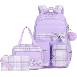 Шкільний набір для дівчаток: рюкзак, ланч-бокс, пенал. 3-ий клас, 4-5 клас, фіолетовий колір