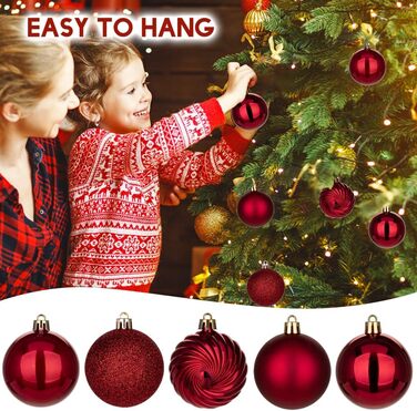 40 шт. Новорічні кулі для прикраси ялинки, 4 см та 6 см (винний колір)