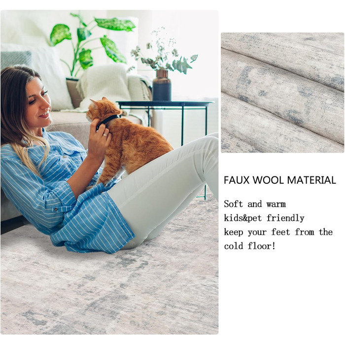 Килим для вітальні 160x230 см, абстрактний, короткий ворс, для спальні, миючий, сучасний, м'який, для їдальні, дитячої кімнати (200 x 290 см, прямокутний, тауп)