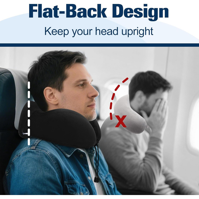 Подушка для шиї у вигляді звірка, Memory Foam, для дорослих, з маскою для сну та берушами, для подорожей, літака, офісу, авто, поїзда (Чорний)