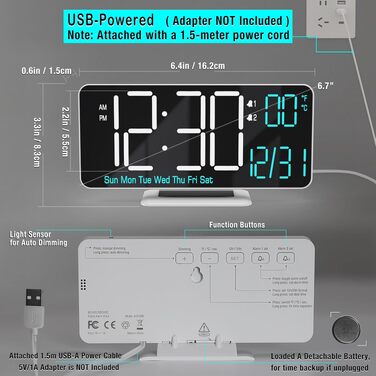 Цифровий LED годинник-будильник KOSUMOSU 6.7