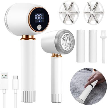 Електричний видальник ворсу 2-в-1 з роликом, 6 лез, 3 швидкості, LED-дисплей, для різних тканин