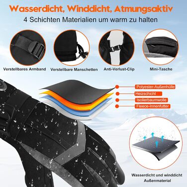 Обогревні рукавички SVPRO 5V 6000mAh - водонепроникні та вітронепроникні рукавички для катання на лижах, полювання, мотоциклів та піших прогулянок