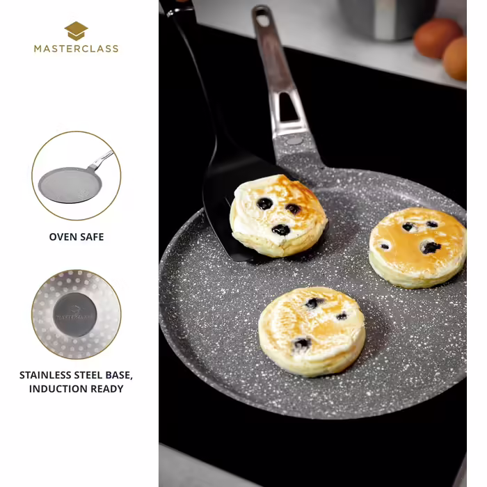 MasterClass Induction-Compatible Non-Stick Pancake & Crepe Pan, Die-Cast Aluminum, 28 cm, Grey