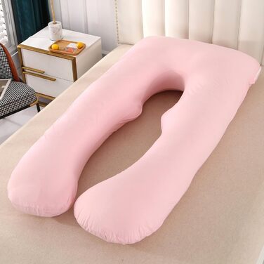 Подушка для вагітних Amagoing U-подібна, 144.8 см, рожева. Знімна чохол з джерсі, для підтримки спини, ніг та стегон.