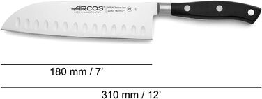 Ніж Santoku Arcos Riviera 180 мм з нержавіючої сталі з титаном, чорний | Іспанський ніж для кухні