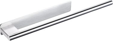 Тримач для рушників без свердління, на клейкій основі, 28 см, нержавіюча сталь, сріблястий, для ванної кімнати та кухні