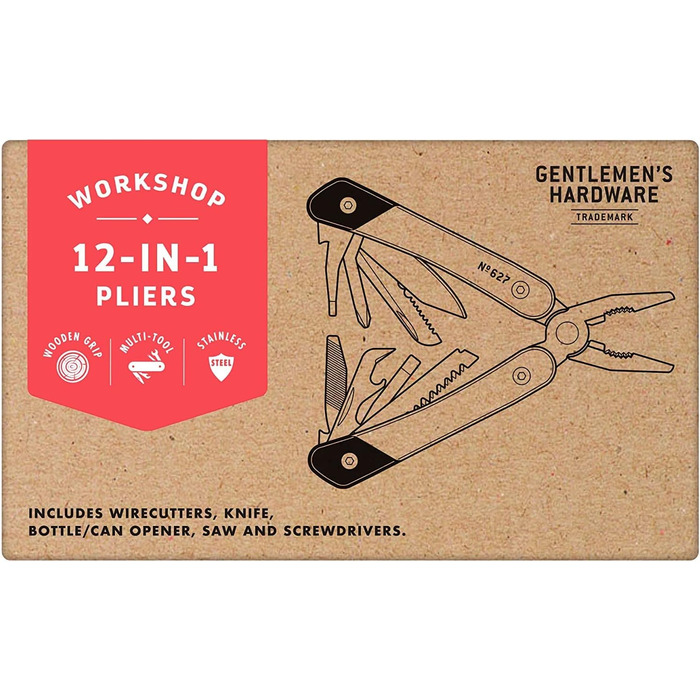 Мультитул Gentlemen's Hardware з нержавіючої сталі та дерева, 3,5x10x2,3 см, GEN627UK