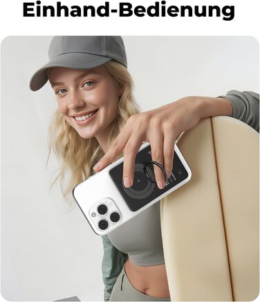 Power Bank KU XIU Magsafe 5000mAh: Тонкий, з підтримкою MagSafe, PD 20W, з кільцем-тримачем, чорний