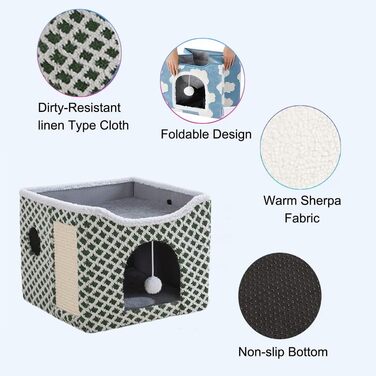 Кігтеточка-будиночок для котів ERNAN Katzenhöhle, зелена, S