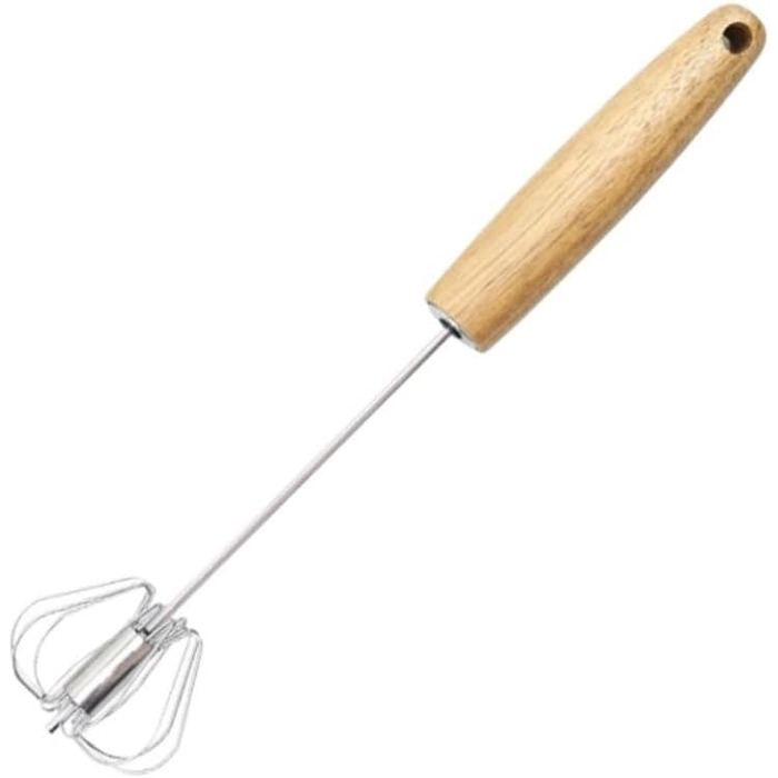 GOOPEEG Egg Beater, Hand Whisk, Small Semi-Automatic Manual Egg Beater for Baking at Home, Hand Mixer with Wooden Handle, Kitchen Whisk (5.6x28cm)
