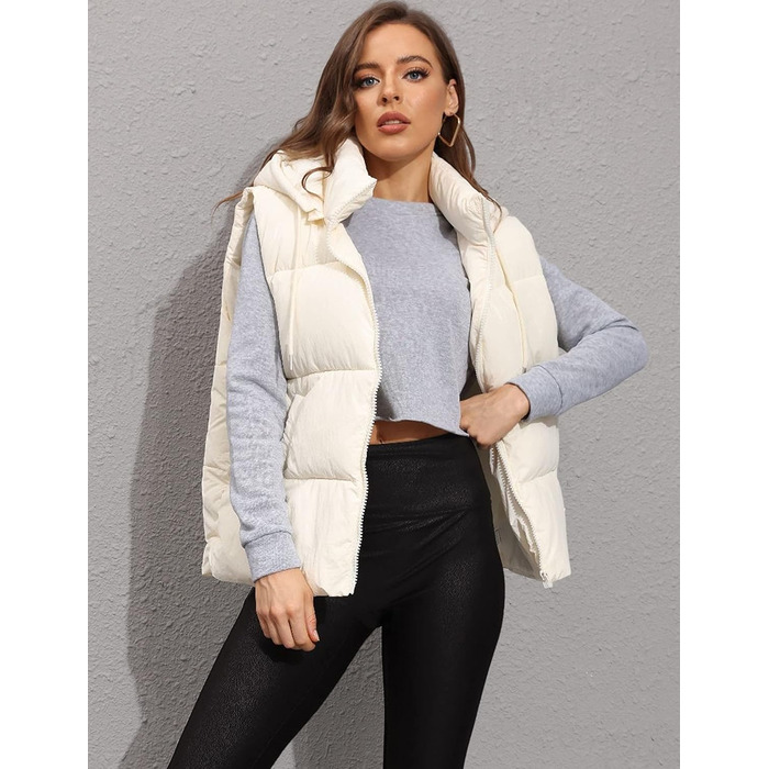 Жіноча безрукавна стьобана жилетка Lentta з капюшоном, тепла зимова жилетка, пухова жилетка, колір бежевий