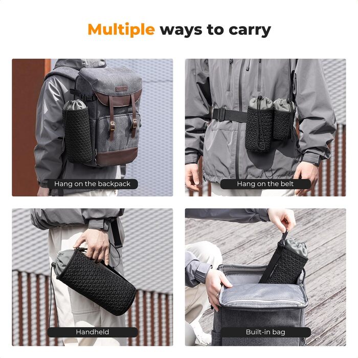 Чохол для об'єктива K&F Concept: 4 розміри, для Canon, Nikon, Sony, Fuji, Sigma, з шнурком