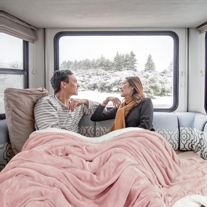 Плед Utopia Bedding з Sherpa: теплий, м'який, двосторонній, 200x150 см, рожевий