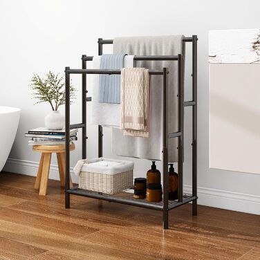 Підставка для рушників, тримач рушників, стійка для рушників на 3 рейки, чорний, для ванної кімнати