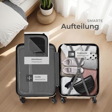 Набір валіз Tectake 3шт (M, L, XL) з вагами та білгетом, ABS, телескопічна ручка, для подорожей, колір шампань