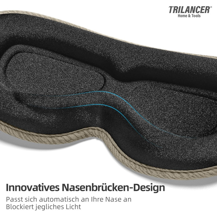 Маска для сну Trilancer з блокуванням світла 99.99%, 3D дизайн, для чоловіків та жінок, комфортна для бічних схилів, для сну, медитації, подорожей та дому (колір: коричневий)