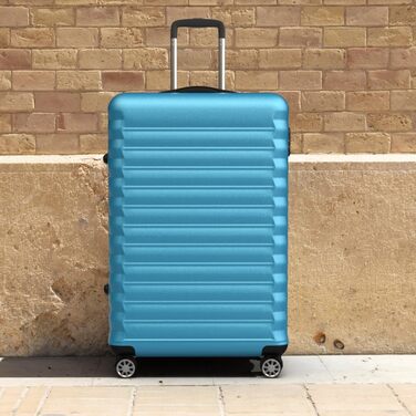 Набір валіз NEWTECK 4 шт. (75см, 63см, 53см, культиватор), ABS, жорсткий, водостійкий, з коліщатами, з замком (Блакитний)