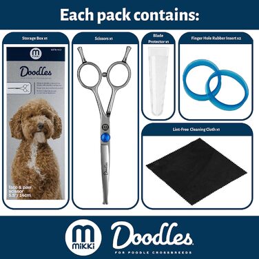 Ножиці для грумінгу собак Mikki Doodle: професійні ножиці для стрижки та формування шерсті, 19 см