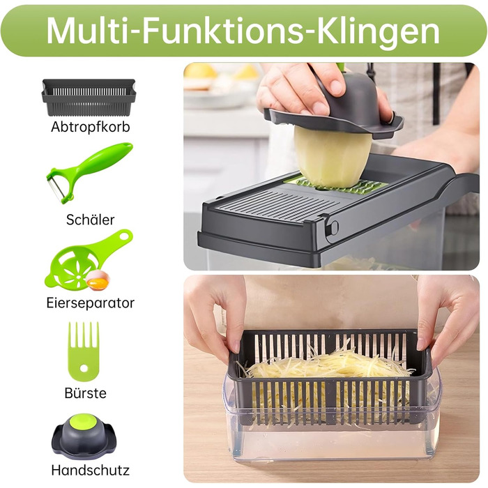 Набір для нарізки овочів Aliansheng 14 в 1: нарізник, кубик-нарізник, тертак для овочів та фруктів