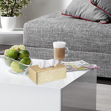 Стильна скринька для серветок прямокутної форми з штучної шкіри, 25x14x11 см. Декорована золотим блискавкою. Підходить для вітальні, спальні, авто, офісу, готелю.